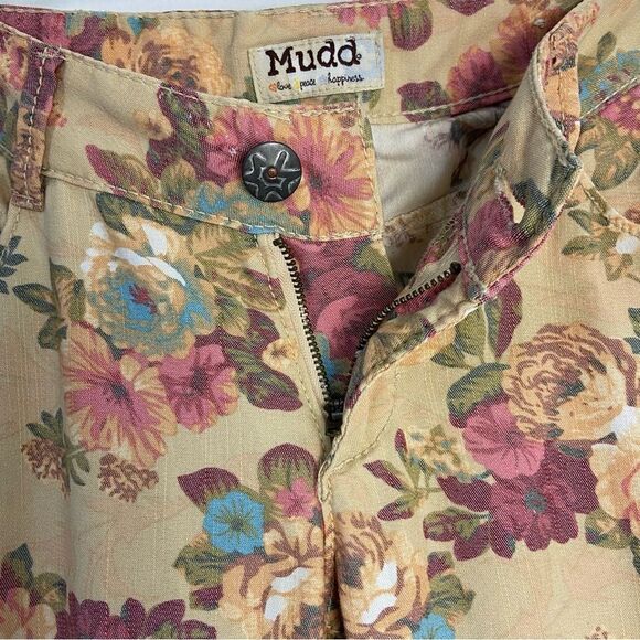 Vintage Mudd Size 9 Tan Floral Lightweight Denim Cottagecore Y2K 90s Romantic - Picture 7 of 9